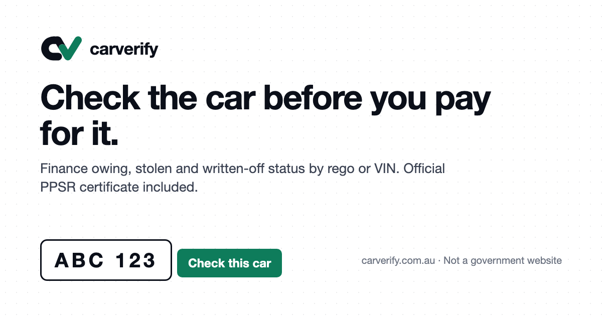 Checker Verification VIC Rego Check: Free Lookup + $12.95 Finance Check